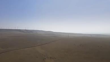 4k航拍6月干旱的大地戈壁滩及枯黄的草原视频的预览图